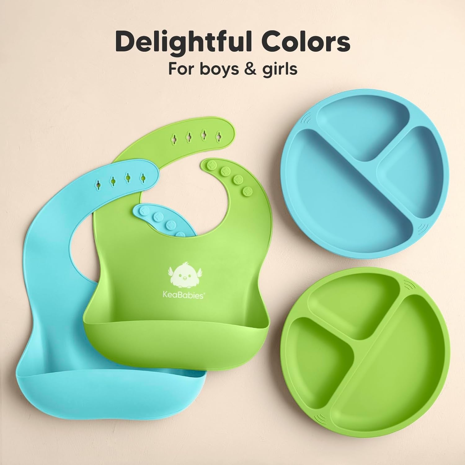 2-Pack Silicone Bibs for Babies, Silicone Baby Bibs for Eating, Food-Grade Pure Silicone Bib, Toddler Bibs, Waterproof Bibs, Feeding Bibs, Silicon Bibs for Toddlers, Boys (Cloud Nine)