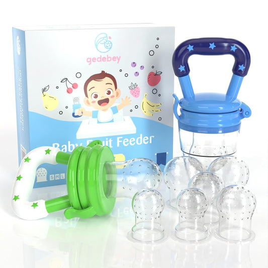 Baby Fruit Pacifier Feeder - 2 Pack Silicone Fruit Teethers for Babies | Baby Food Pacifier Feeder | Baby Silicone Feeder for Infants | Baby Feeders for Baby Food Teethers | Baby (Blue&Green)