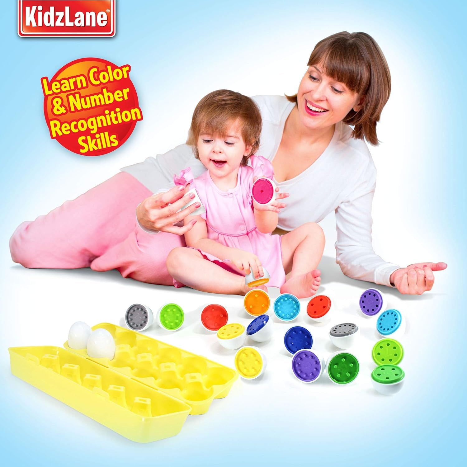 Color Matching Egg Toy Set - 12 Play Eggs Toddler Toys - Educational Color and Number Recognition Skills - Kids Toy Eggs That Crack Open - Learning Egg Game Puzzle for Toddlers, Boys, Girls