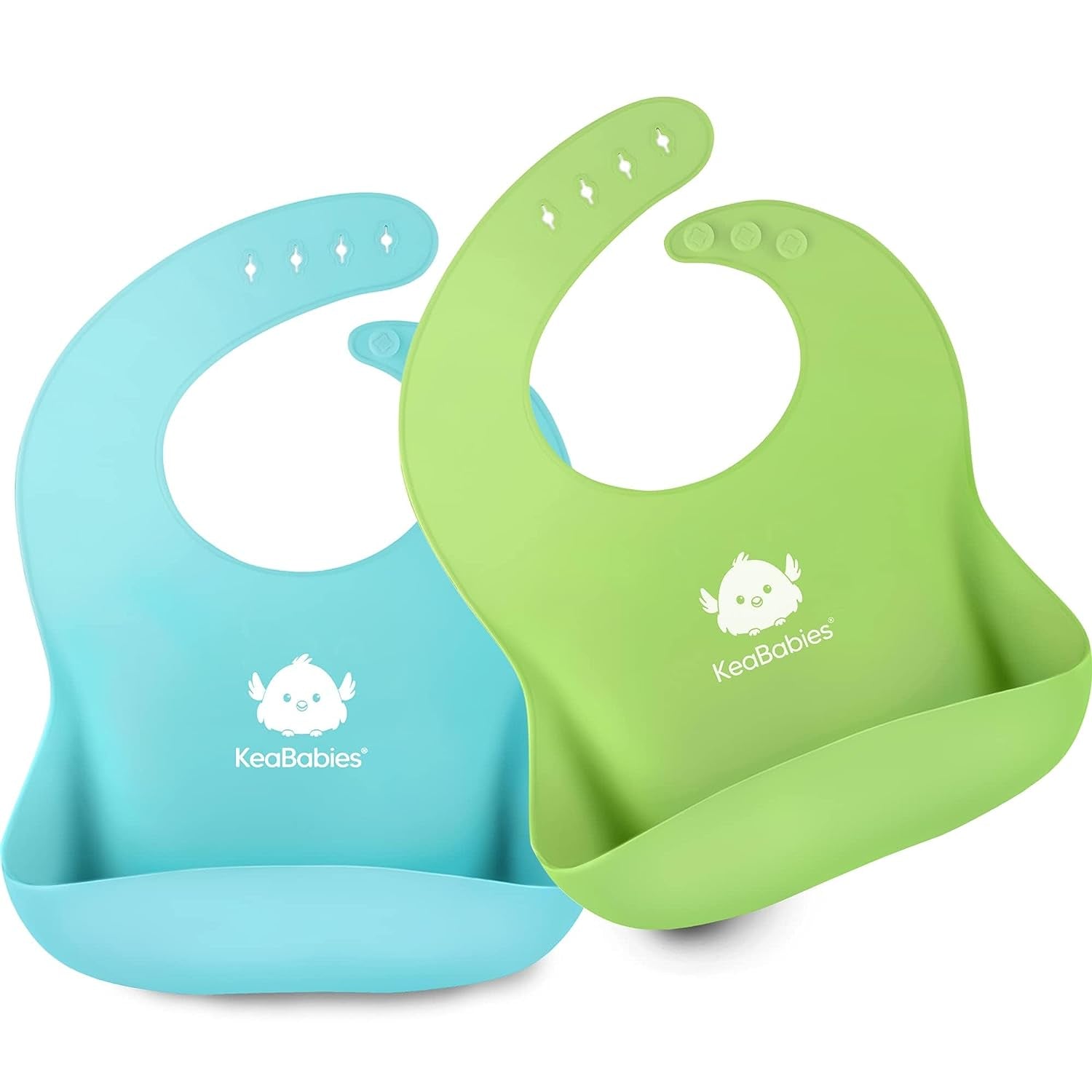 2-Pack Silicone Bibs for Babies, Silicone Baby Bibs for Eating, Food-Grade Pure Silicone Bib, Toddler Bibs, Waterproof Bibs, Feeding Bibs, Silicon Bibs for Toddlers, Boys (Cloud Nine)